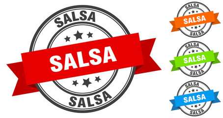 Obraz premium salsa stamp. round band sign set. label