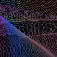 Abstract composition with lines. Visual effect. Equalizer. 3D rendering.