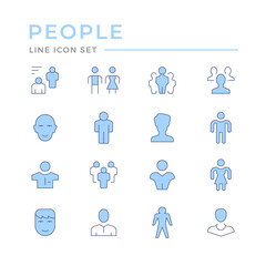 Set color line icons of people