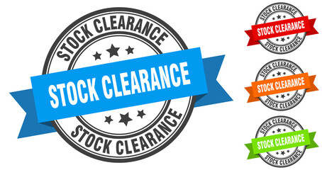 stock clearance stamp. round band sign set. label