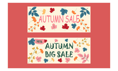 Autum sale leaves collection pattern Vector.Discount 50%,big sale.