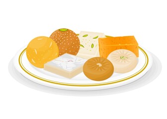 Indian Sweets or Mithai Like Laddu,Kaju katli,Barfi,Sandesh,mysore pak