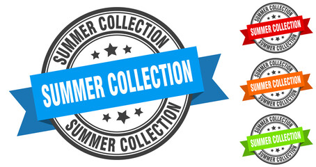 summer collection stamp. round band sign set. label