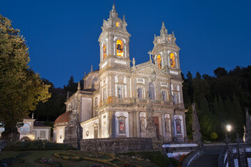 Fototapeta na wymiar Bom Jesus do Monte Sanctuary at night, Braga, Minho, Portugal