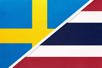 Sweden and Thailand or Siam, symbol of national flags from textile.