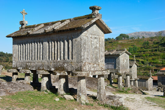 Traditonal Espigueiros, Granary, Lindoso, Peneda Geres National Park, Minho province, Portugal