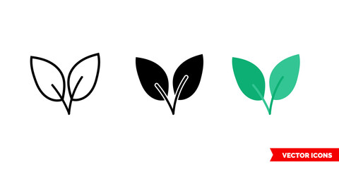 Natural food icon of 3 types color, black and white, outline. Isolated vector sign symbol.