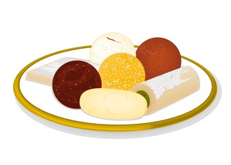 Indian Sweets or Mithai Like Laddu,Rasgulla,Kaju katli,Gulab jamun