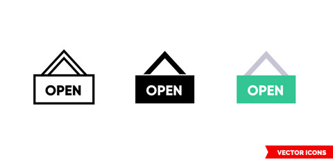 Open sign icon of 3 types color, black and white, outline. Isolated vector sign symbol.
