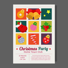 Fototapeta premium christmas party poster grid style flat element