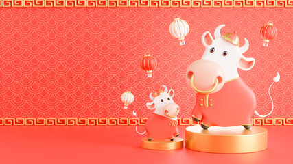 3d render of chinese ox new year 2021