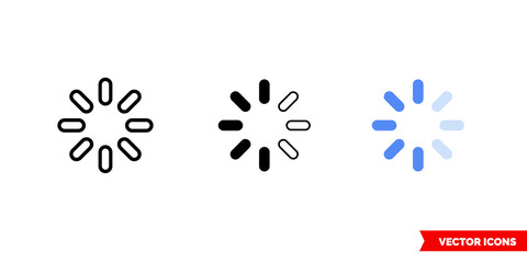 Obraz premium Progress indicator filled icon of 3 types color, black and white, outline. Isolated vector sign symbol.