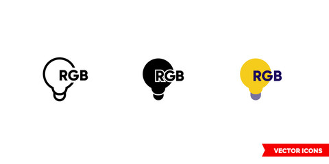 RGB lamp icon of 3 types color, black and white, outline. Isolated vector sign symbol.
