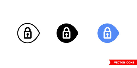 Sign in form password icon of 3 types color, black and white, outline. Isolated vector sign symbol.