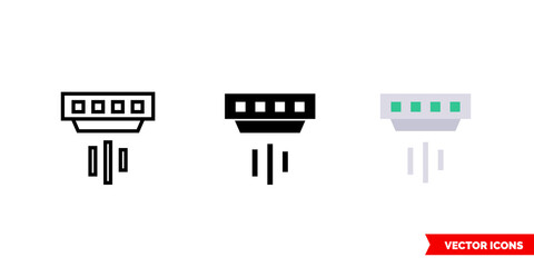 Smoke detector icon of 3 types color, black and white, outline. Isolated vector sign symbol.