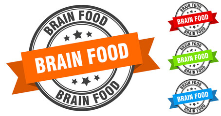 brain food stamp. round band sign set. label