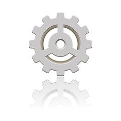 Gear with reflection. Vector icon. Mechanical gear. The image of the gear. Cogwheel gear