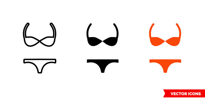 Women underwear icon of 3 types color, black and white, outline. Isolated vector sign symbol.