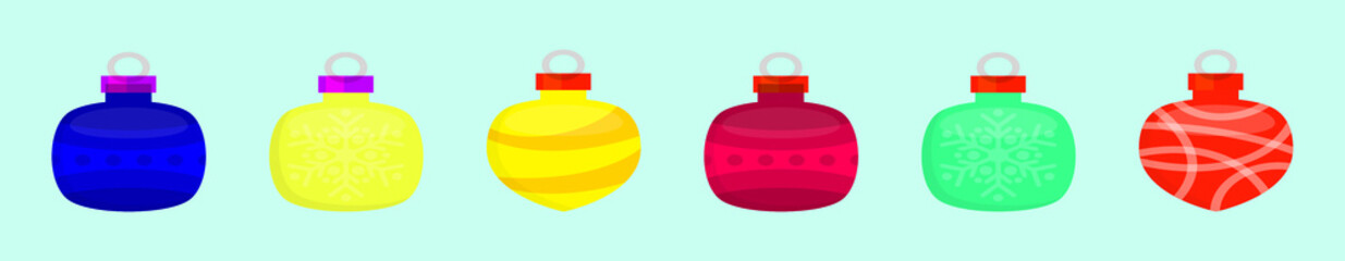 set of christmas ball cartoon icon design template with various model. vector illustration isolated on blue background