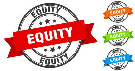 equity stamp. round band sign set. label