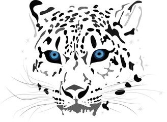 vector illustration of snow leopard bars irbis
