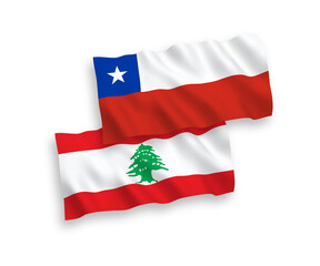 Fototapeta na wymiar Flags of Lebanon and Chile on a white background