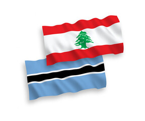 Flags of Lebanon and Botswana on a white background
