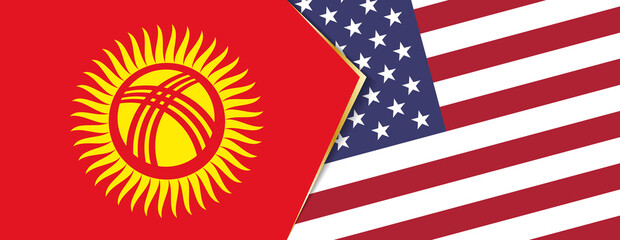 Kyrgyzstan and USA flags, two vector flags.