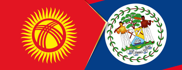 Kyrgyzstan and Belize flags, two vector flags.