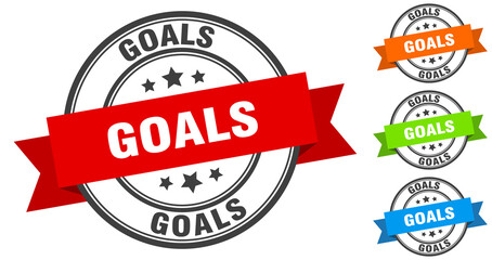 goals stamp. round band sign set. label