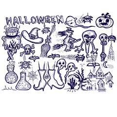 Halloween, doodle and sketch illustration
