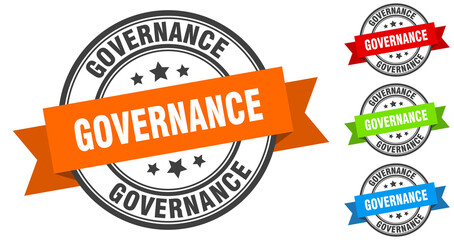 governance stamp. round band sign set. label