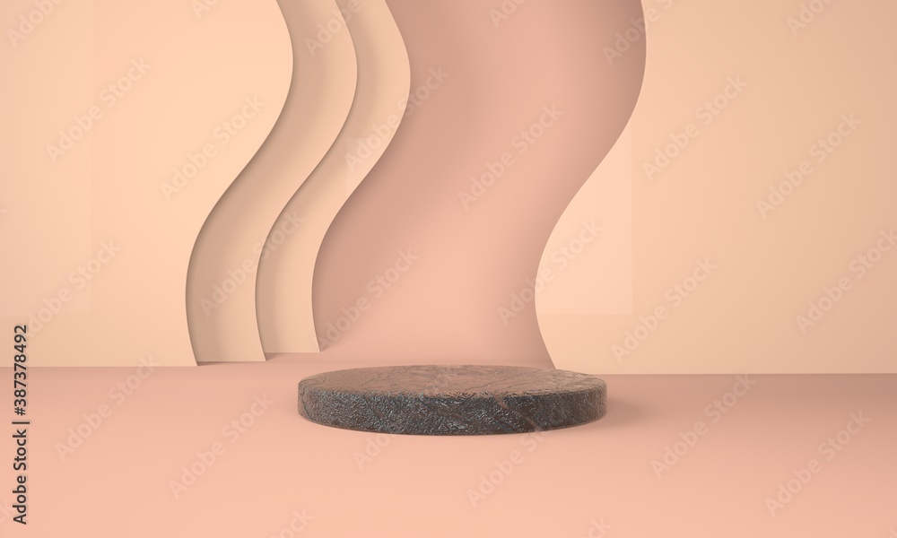 Poster podium use for product presentation. abstract wave background. 3d rendering - illustration.