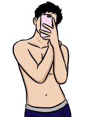 Fototapeta premium cartoon cute man on white background