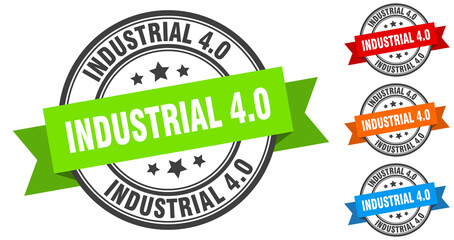 industrial 4.0 stamp. round band sign set. label