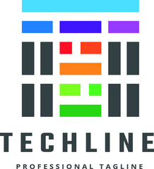 Tech Line Vector Logo Template