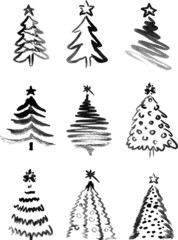 Obraz premium Set of hand sketches of Christmas trees. Vector illustration.