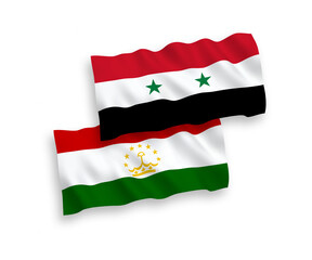 Flags of Tajikistan and Syria on a white background