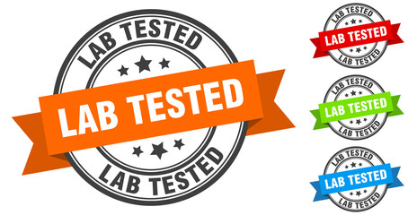 lab tested stamp. round band sign set. label
