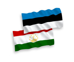 Flags of Tajikistan and Estonia on a white background