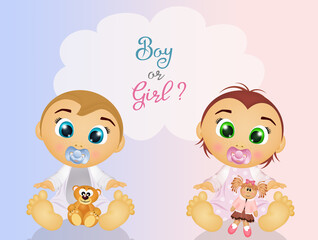 funny illustration of gender party