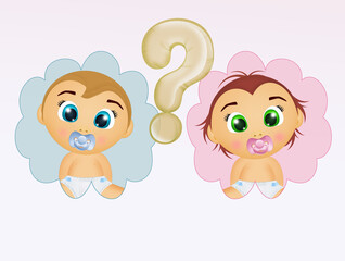 funny illustration of Gender reveal party