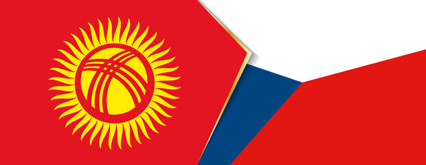 Kyrgyzstan and Czech Republic flags, two vector flags.