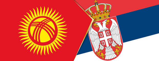 Kyrgyzstan and Serbia flags, two vector flags.
