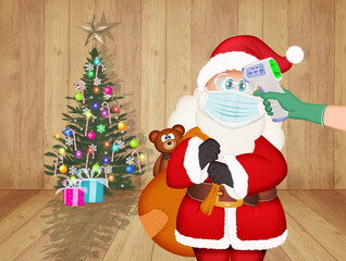 illustration of Santa Claus has the coronavirus