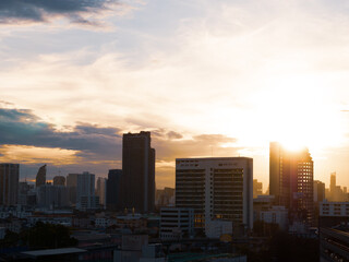 Fototapeta premium View of the scenery on a building near the Airport Link Ramkhamhaeng.