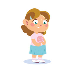 cute little girl character with funny dress