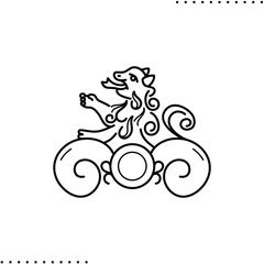 Vintage style zodiac sign. Leo horoscope vector icon in outline