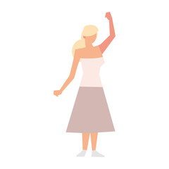 blonde woman hand up standing character