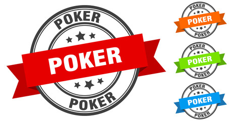 poker stamp. round band sign set. label